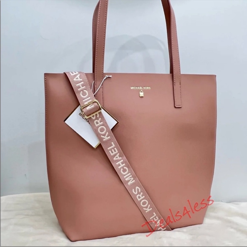 Michael Kors Tote Bag Purse Blush Gold Large Shoulder Bag Shopper Crossbody NEW - Picture 3 of 9